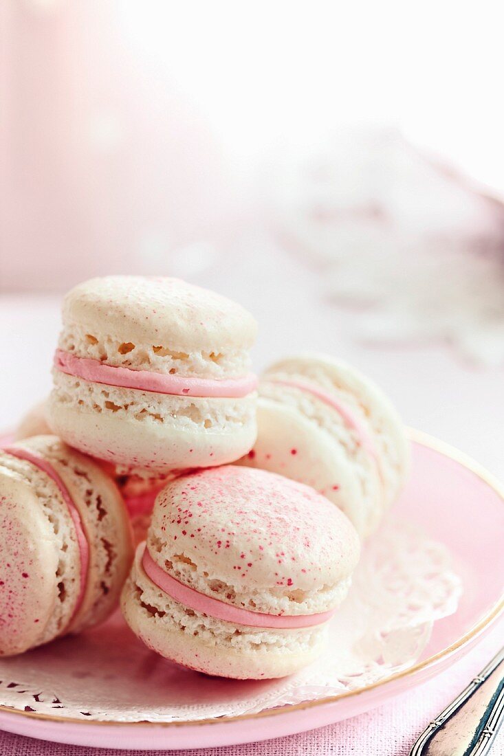 French macarons filled with strawberry cream