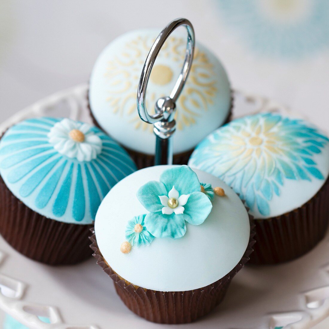 Wedding cupcakes on a cake stand