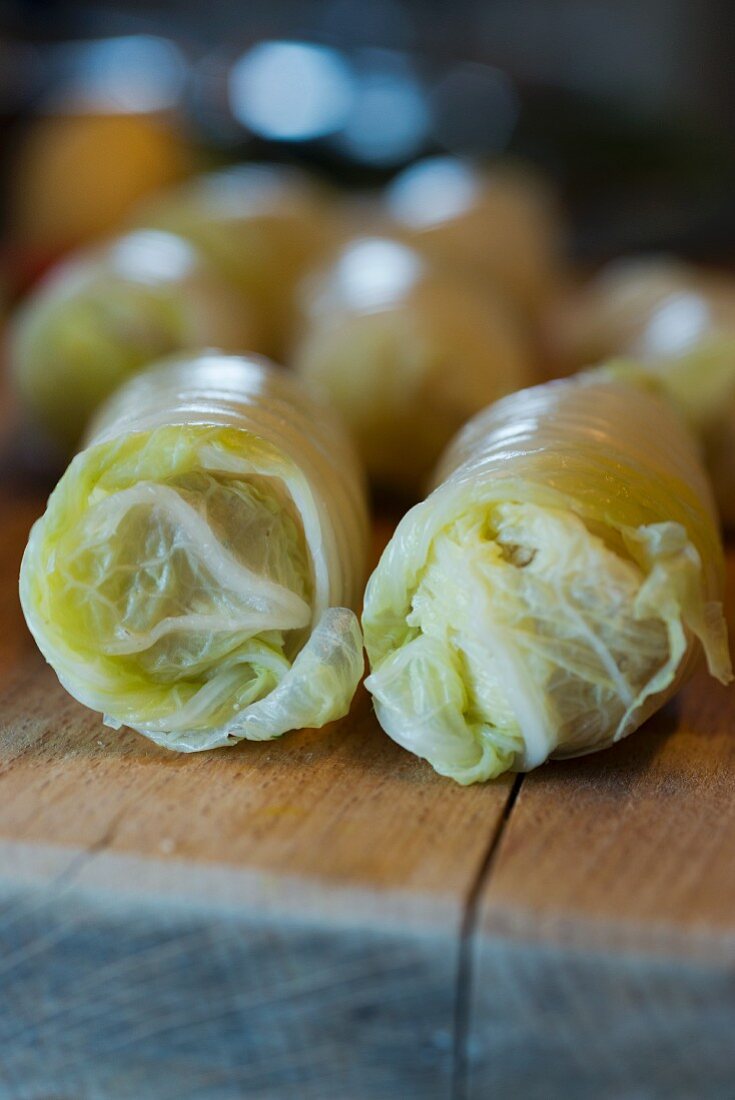 Chinese cabbage rolls with a tofu filling