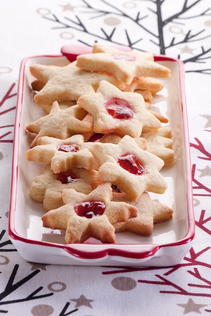 Christmas biscuits with jelly