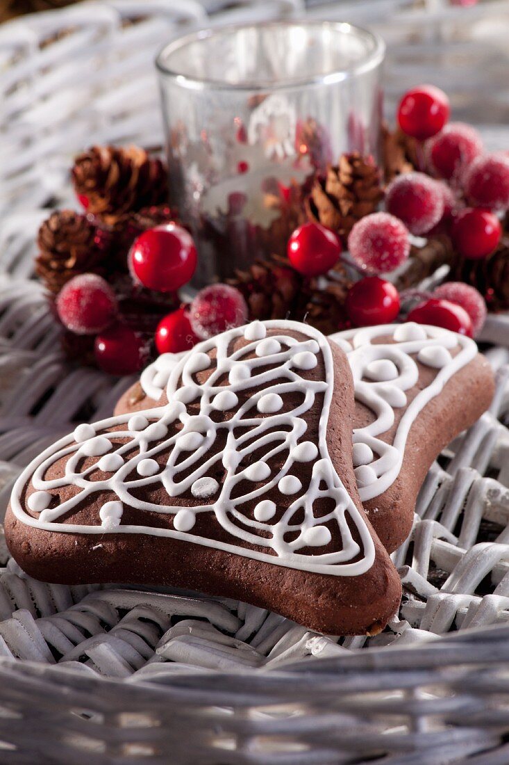 Christmas gingerbread heart biscuits