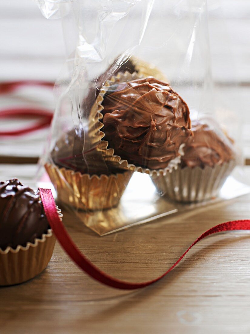 Home-made chocolate truffles to give as a gift