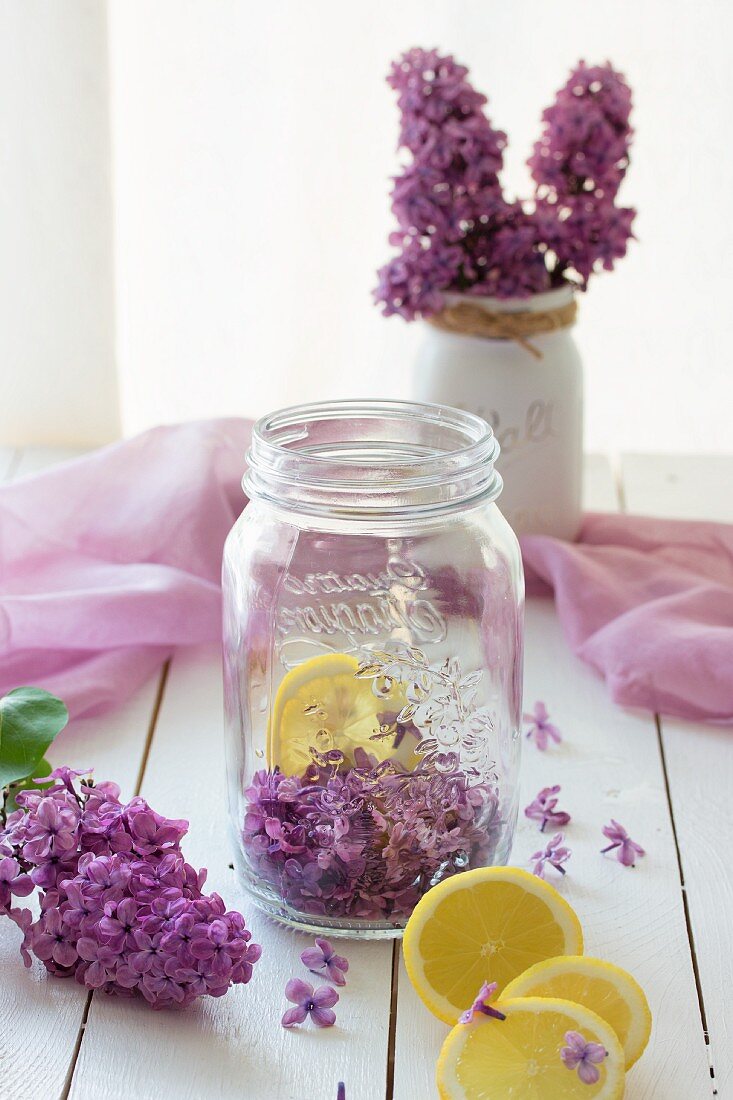 Ingredients for lilac syrup