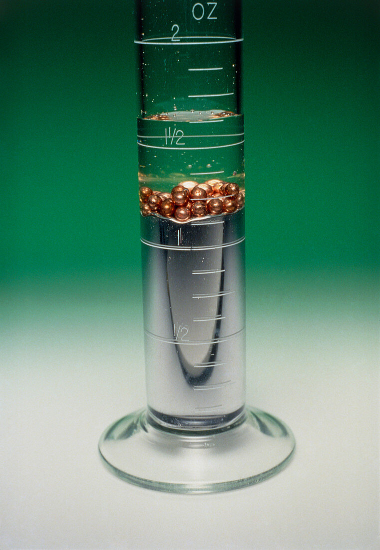 Mercury,copper,water,density experiment