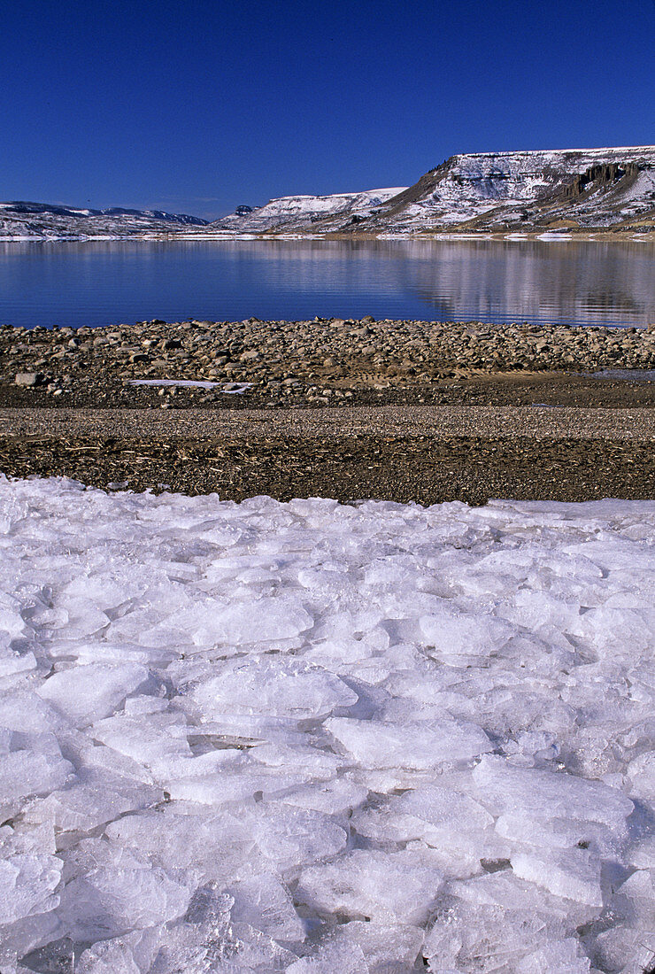 Broken ice surrounding Blue Lake,CO