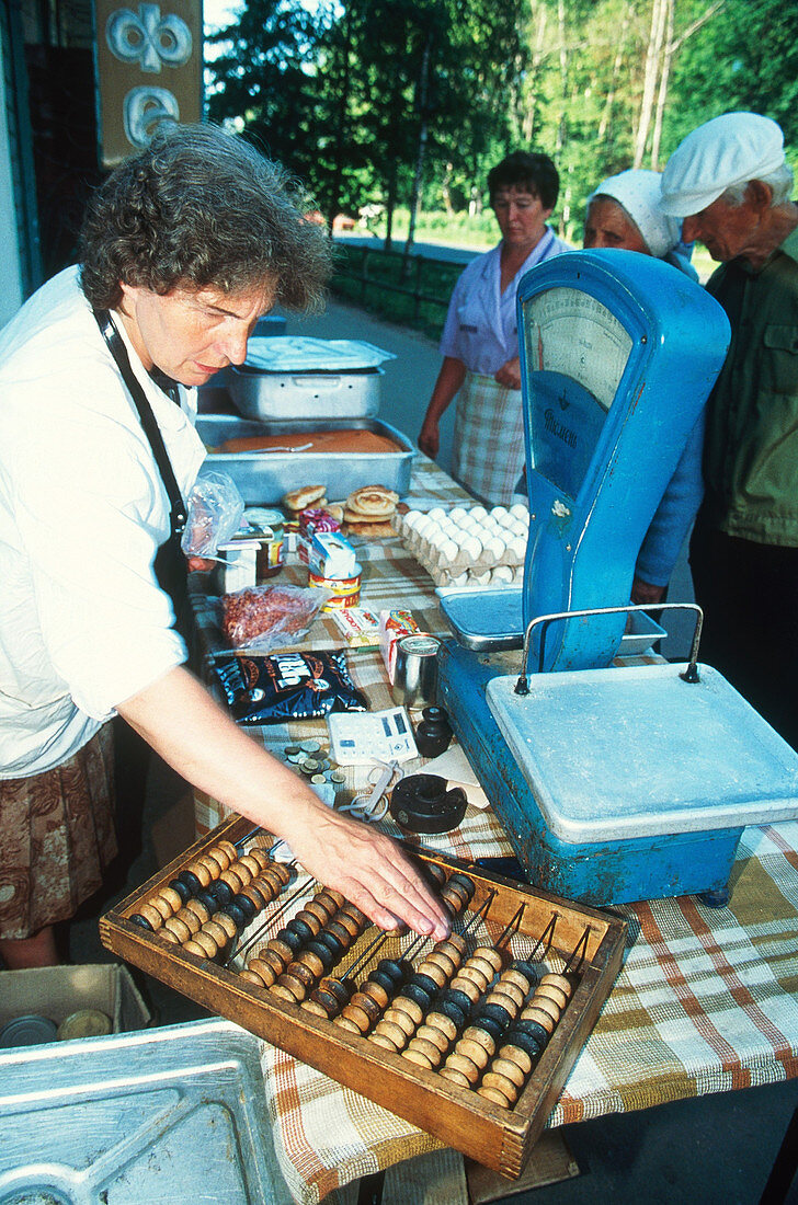 Vendor using abacus