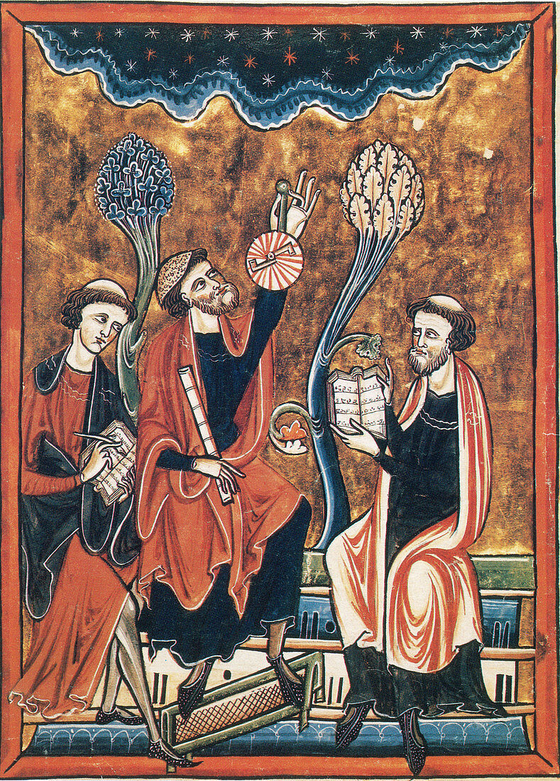 Medieval Astronomers With Astrolabe