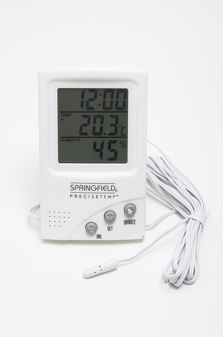 Thermometer,Hygrometer & Clock