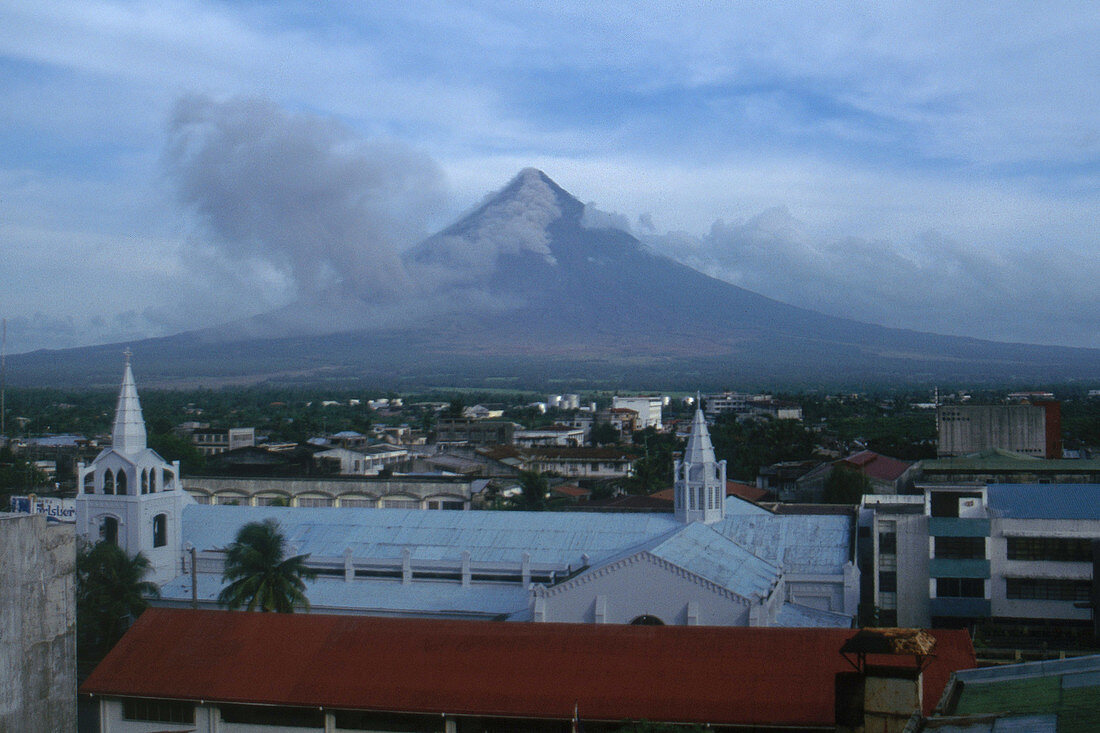 Mount Mayon erupting