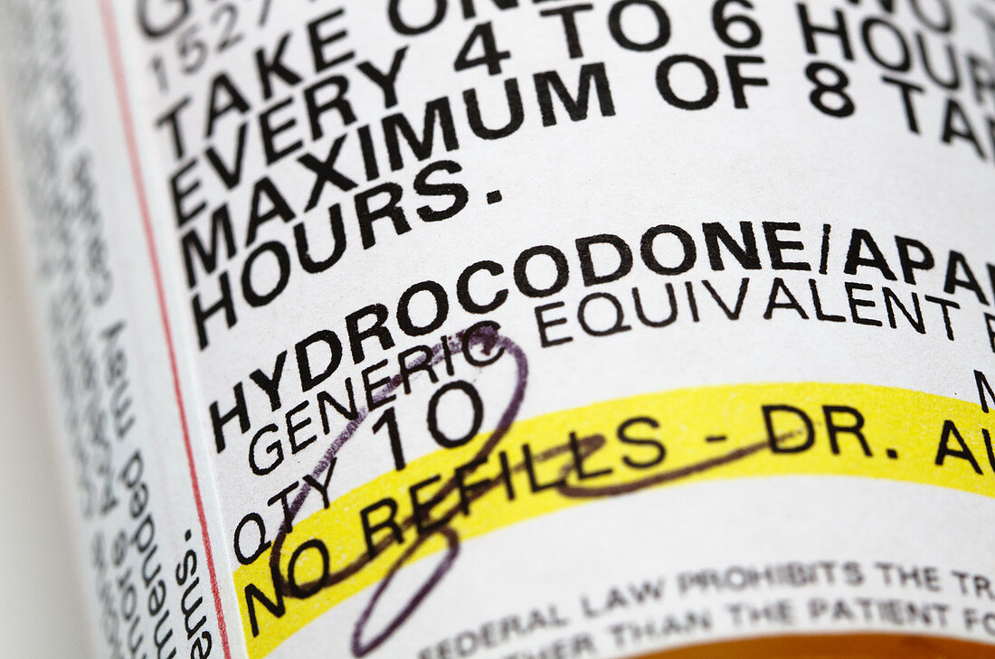Label for Hydrocodone Pills