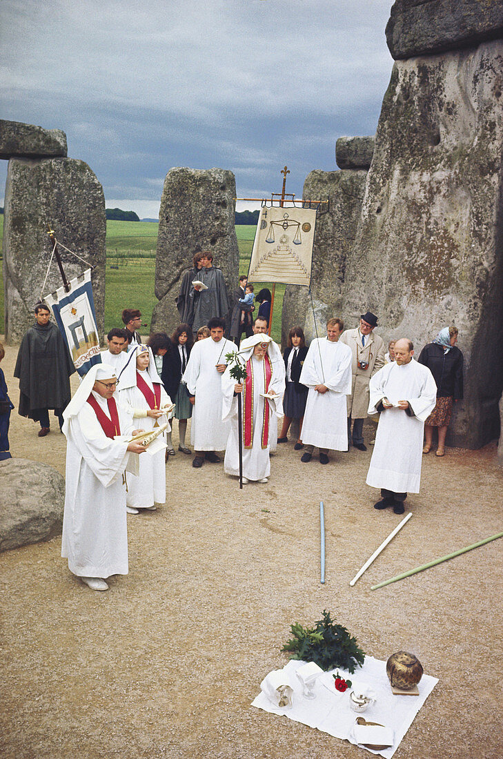 Neo-Druid Circle at Stonehenge,UK