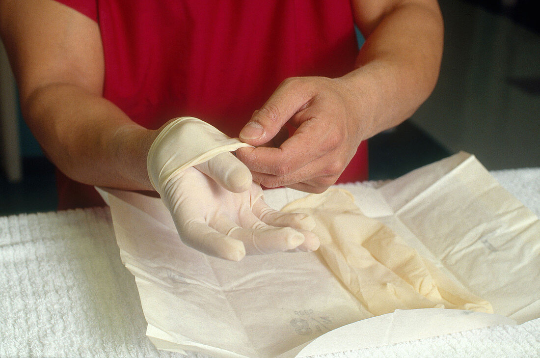 Putting on Surgical Gloves