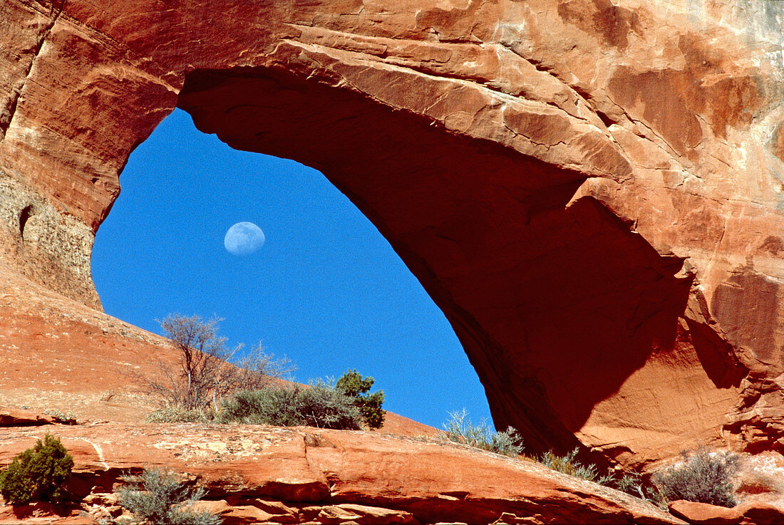Rock Arch and Moon,Utah