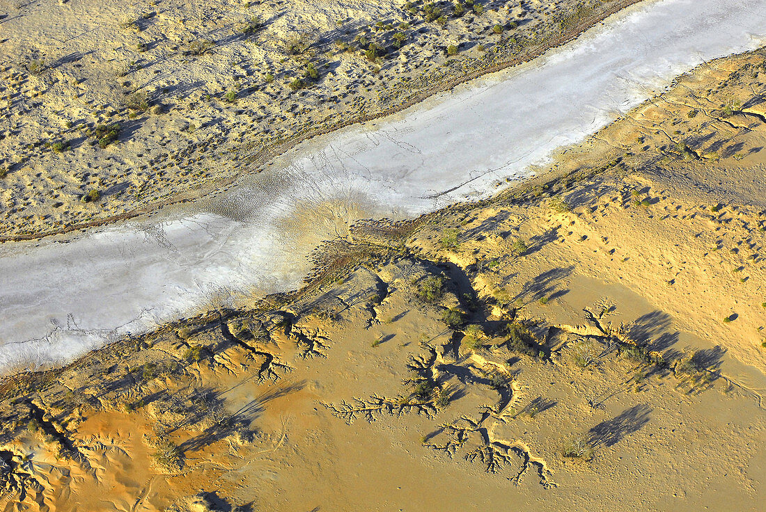 Saline desert creek and erosion