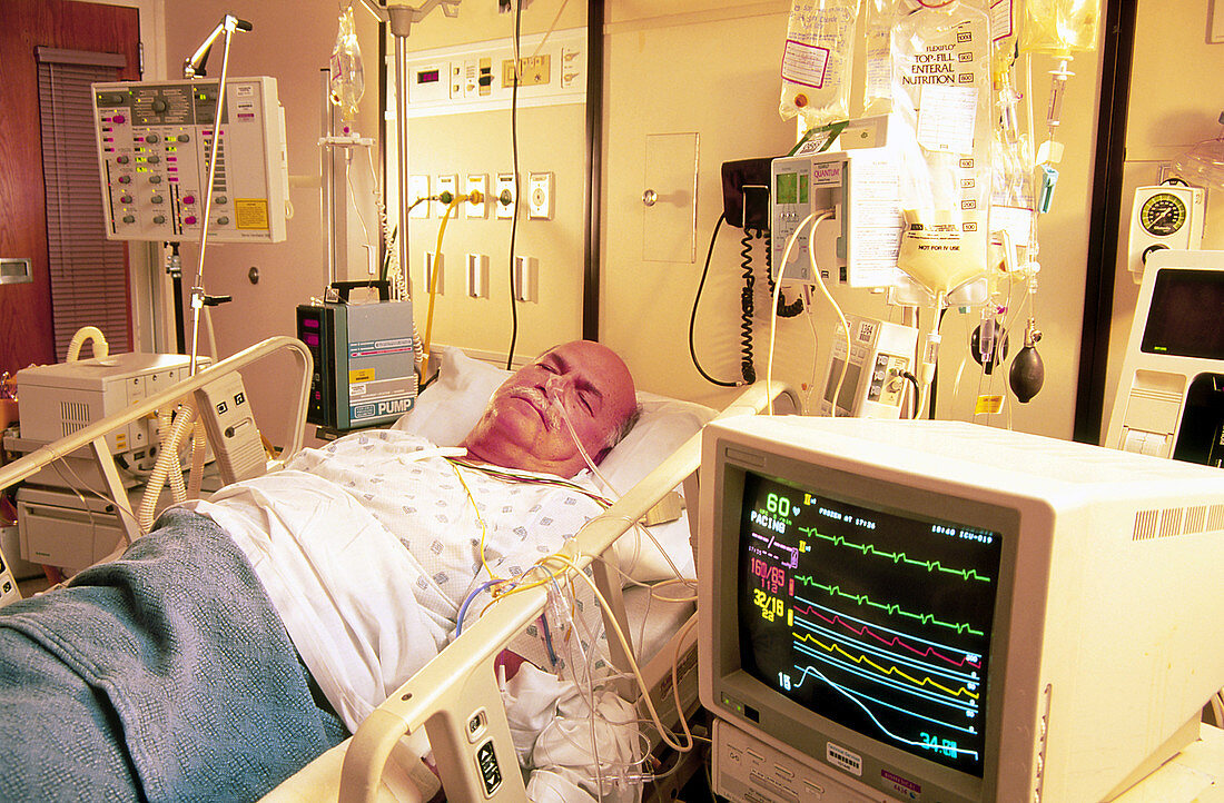 Cardiac patient in intensive care unit