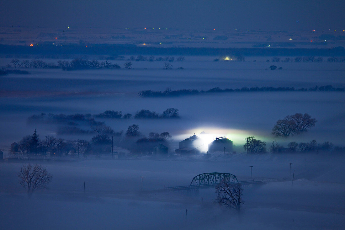 Snow and Fog at Night