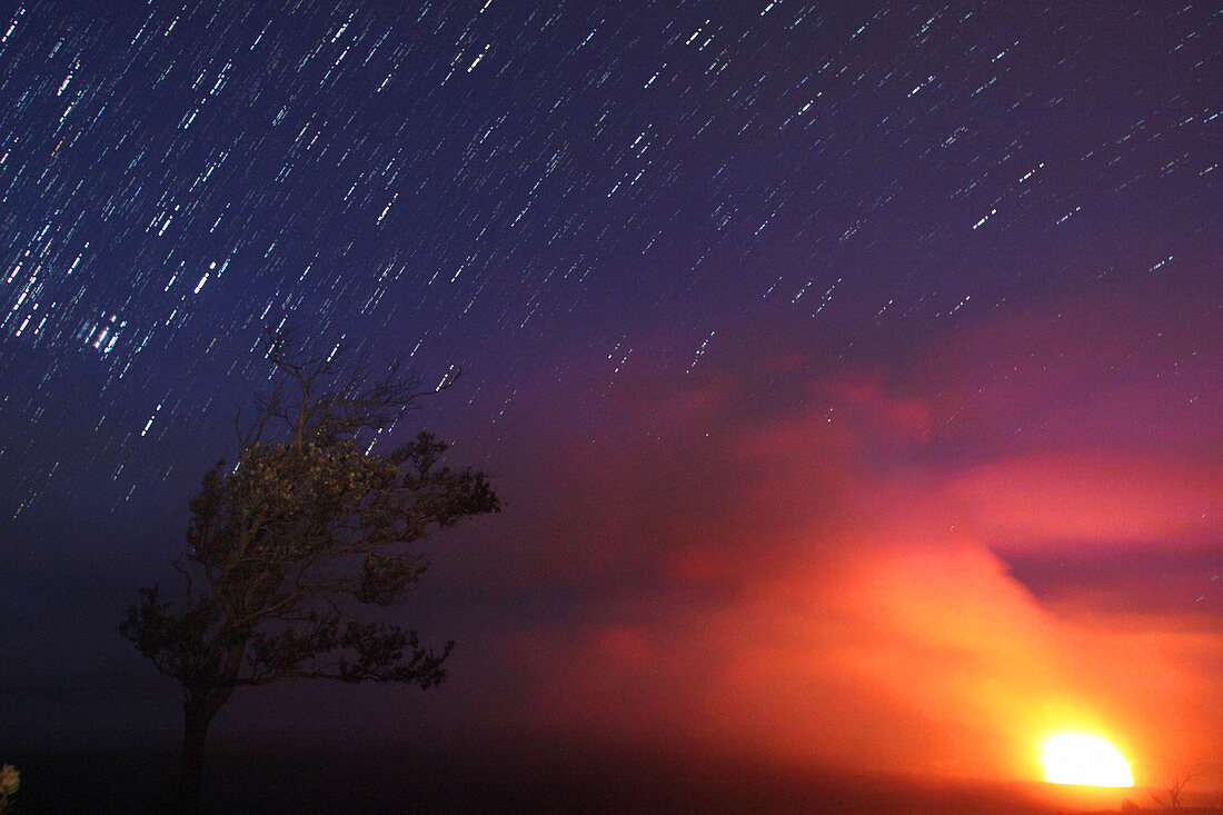 Star Trails over Kilauea Volcano