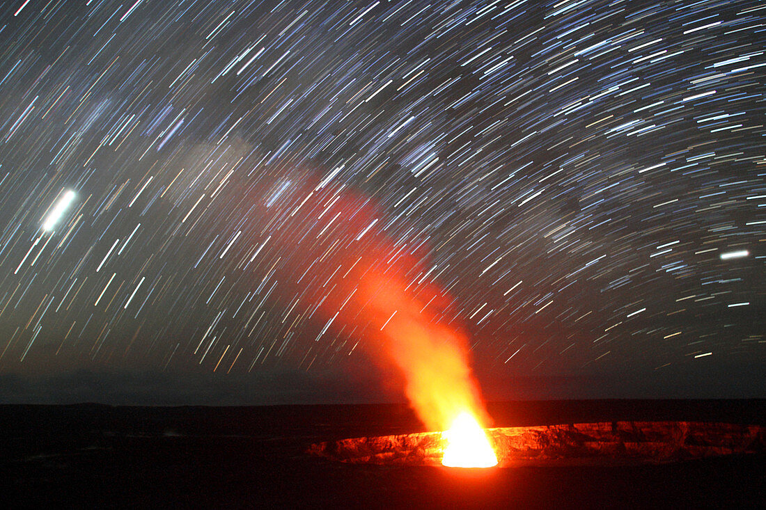 Star Trails over Kilauea Volcano,Hawaii