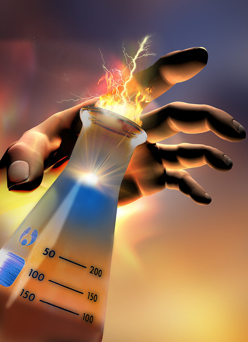 Hand with Beaker and Flash