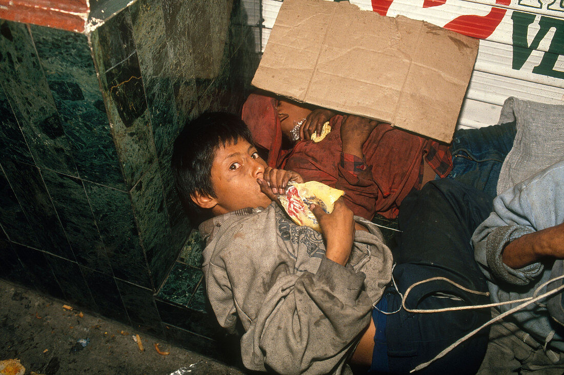 Homeless Boy Sniffing Glue,Guatemala