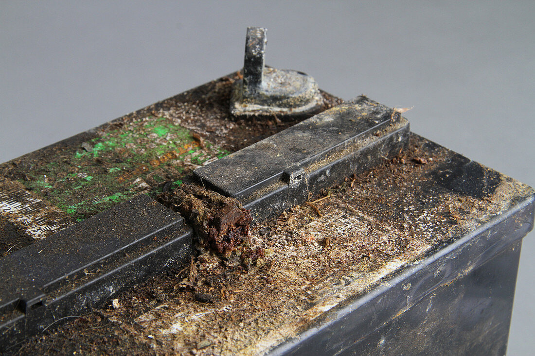 Corroded automotive battery