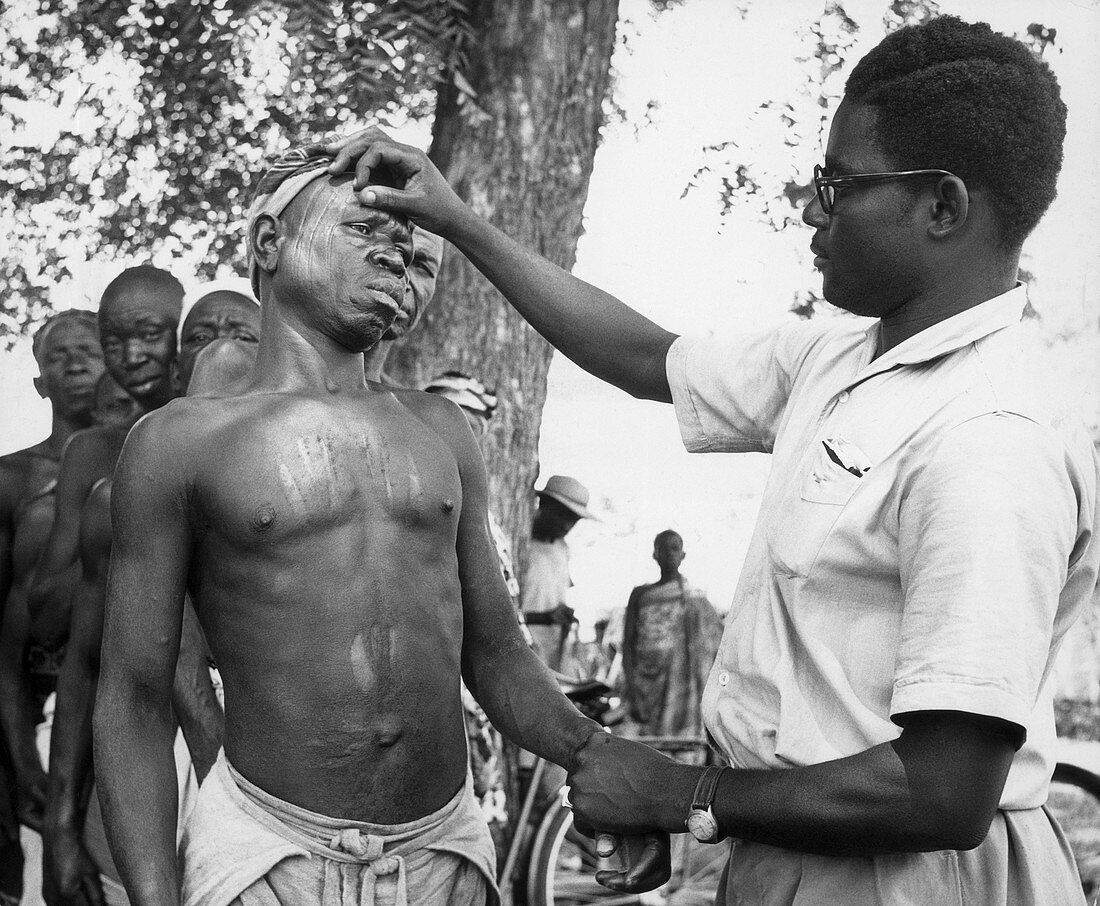 Man with Leprosy Being Examined