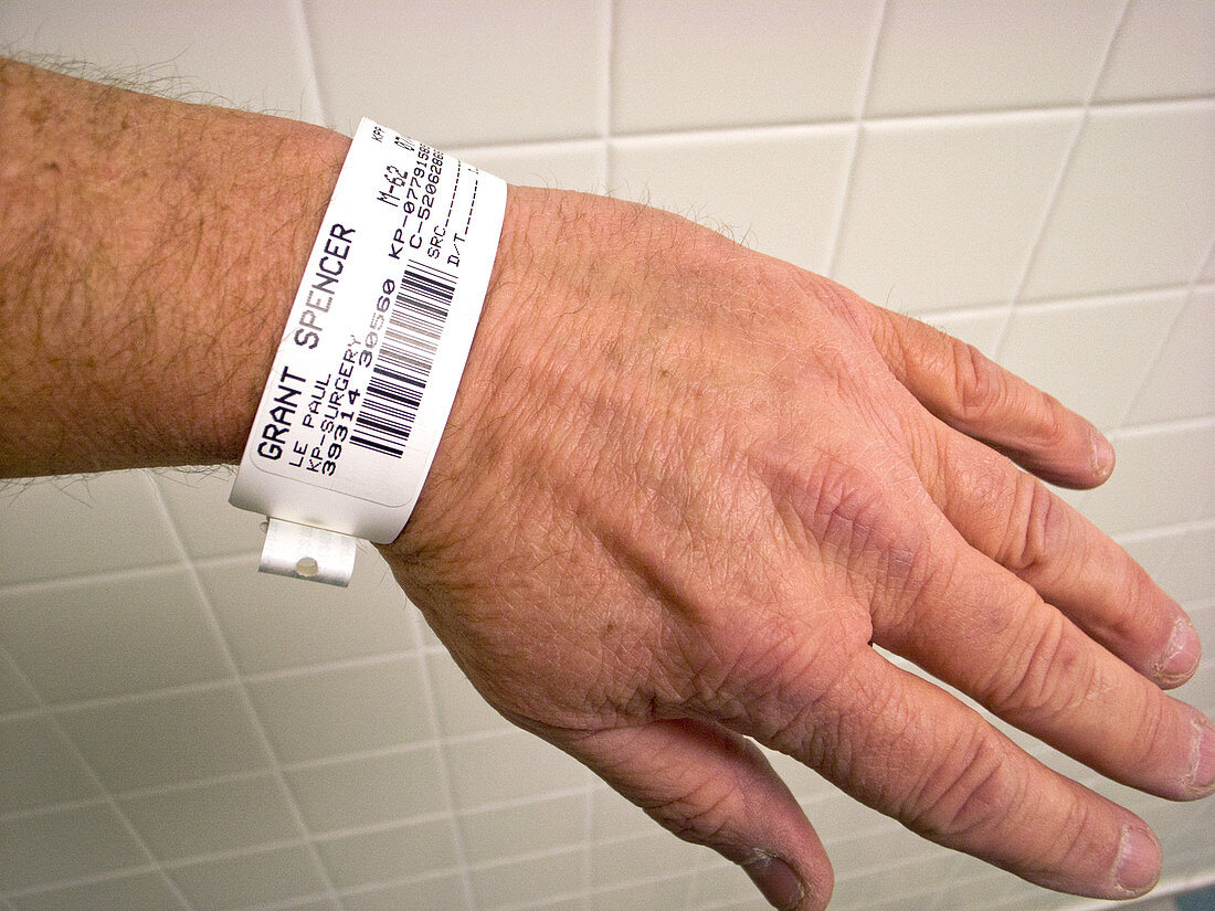 Patient Wearing Hospital ID Tag