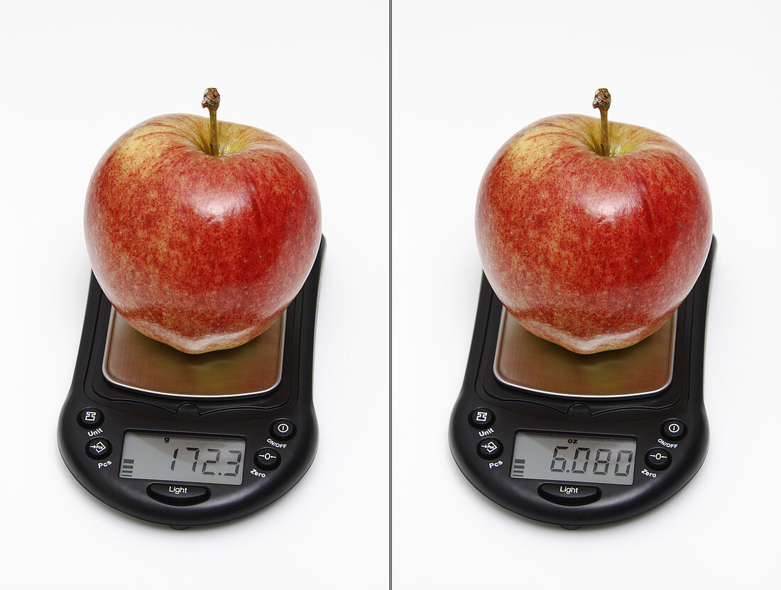 Apple weight in grams and ounces