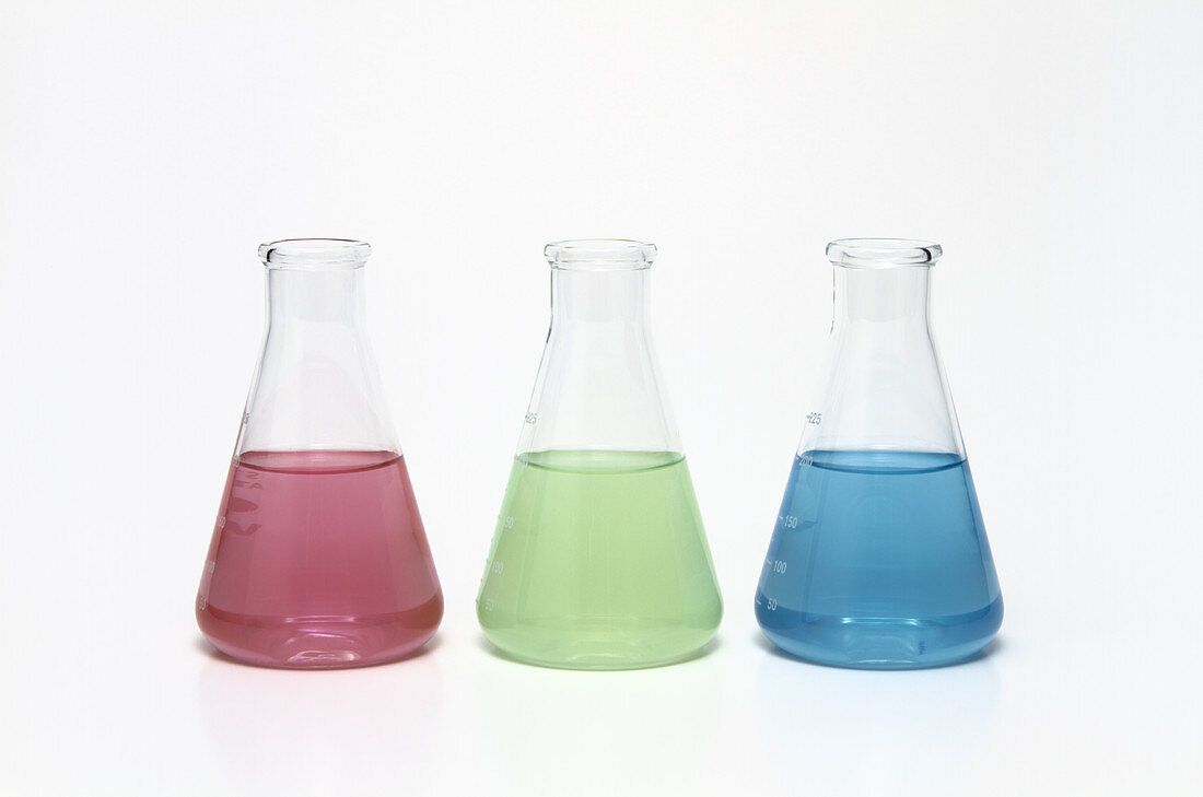 Erlenmeyer Flasks with Primary Colours