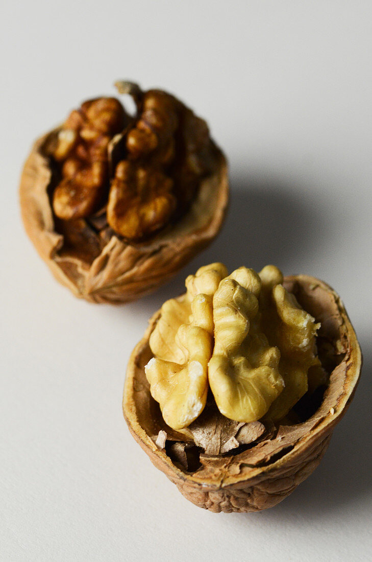 An organic and a regular walnut