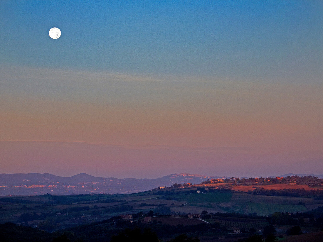 Moon Hanging over Montepulciano,Italy