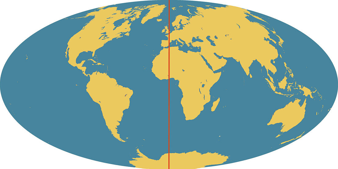 World Map with Prime Meridian