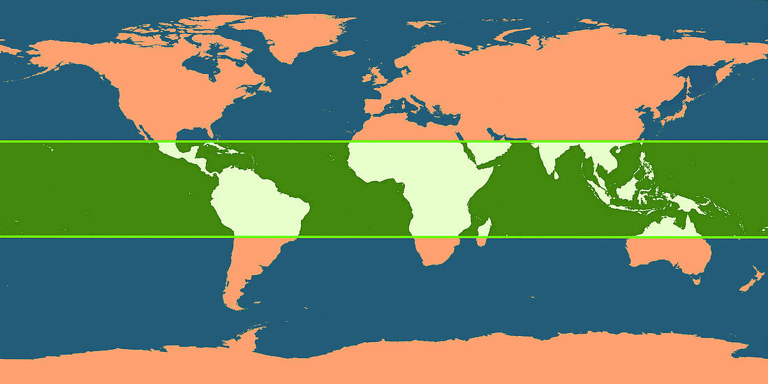 World Map with Tropic Zone