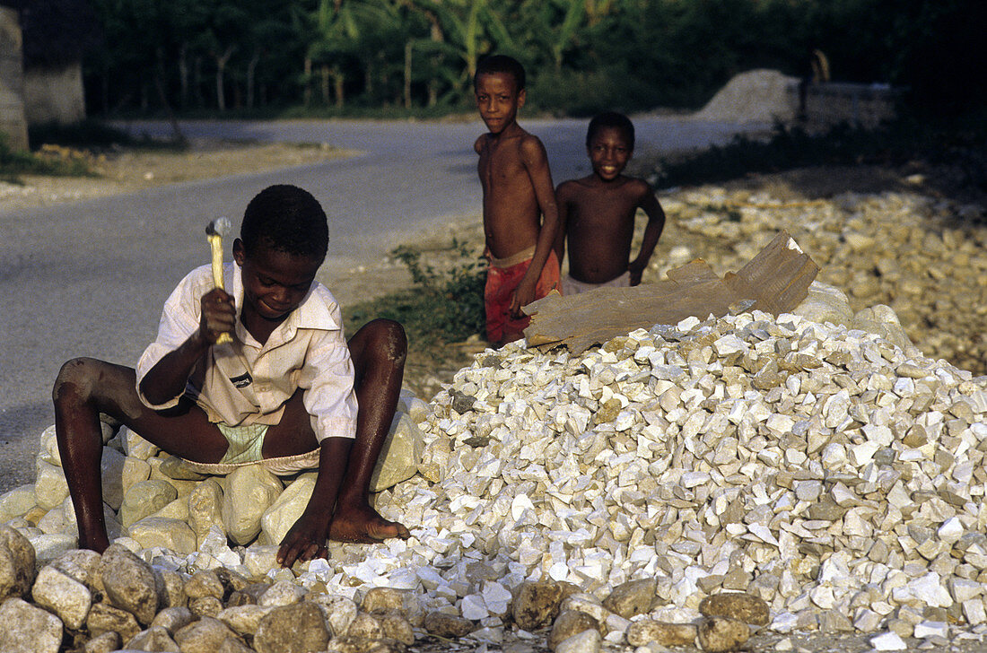 Child Crushing Rocks,Haiti