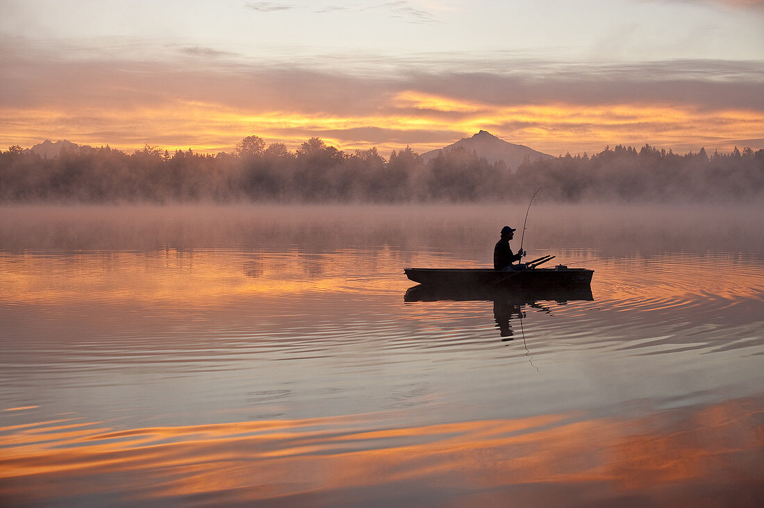 Fisherman in Boat,Lake Cassidy