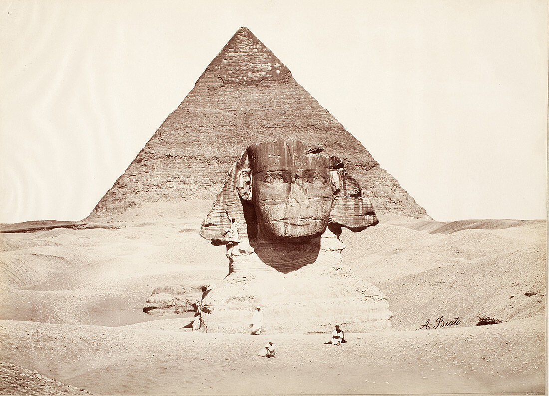 Egypt,Sphinx and Pyramid,1860