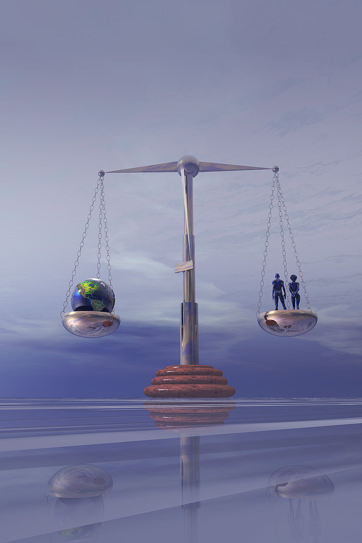 Balancing of Earth and Man,illustration