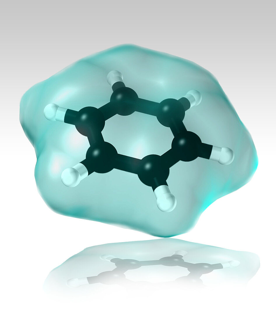 Benzene molecule,illustration