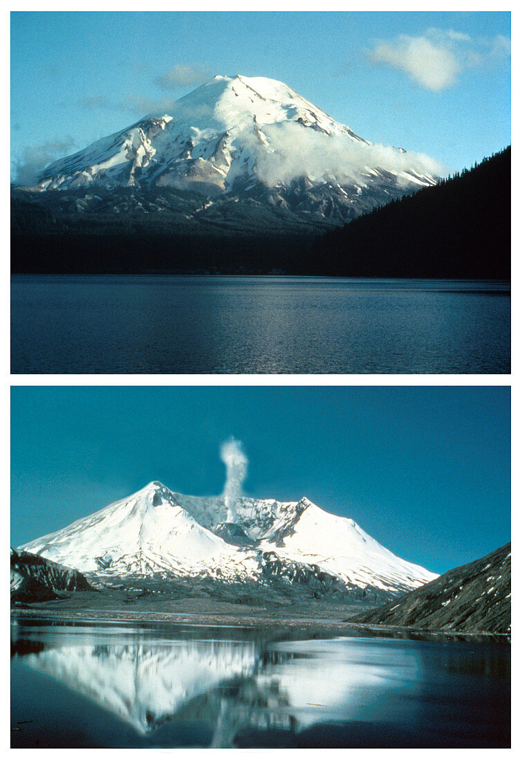 Mount St Helens Before and After Eruption