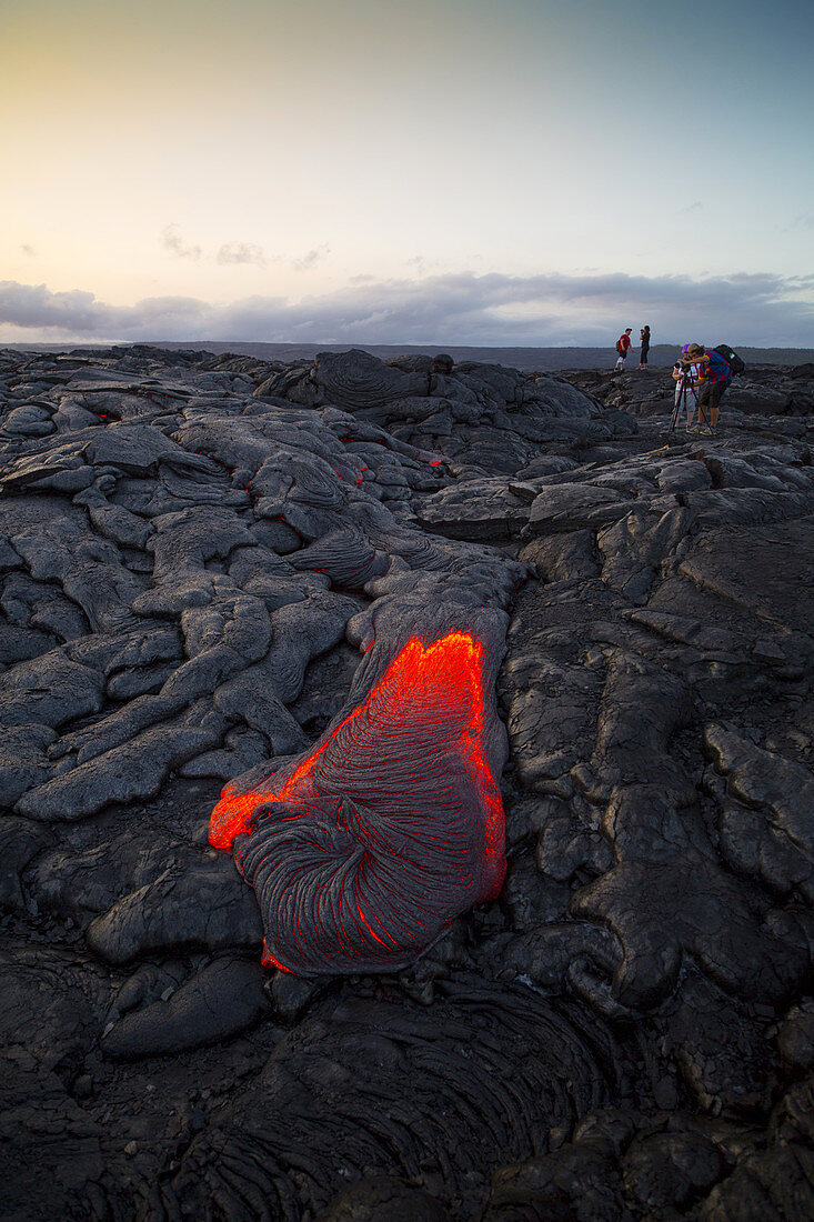 Lava Flowing into Ocean,Hawaii
