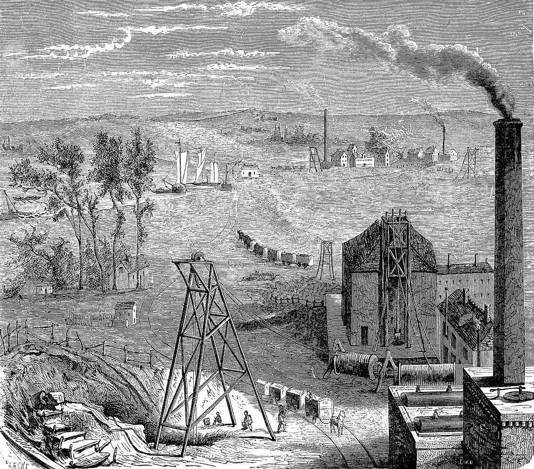 19th Century coal mine,illustration