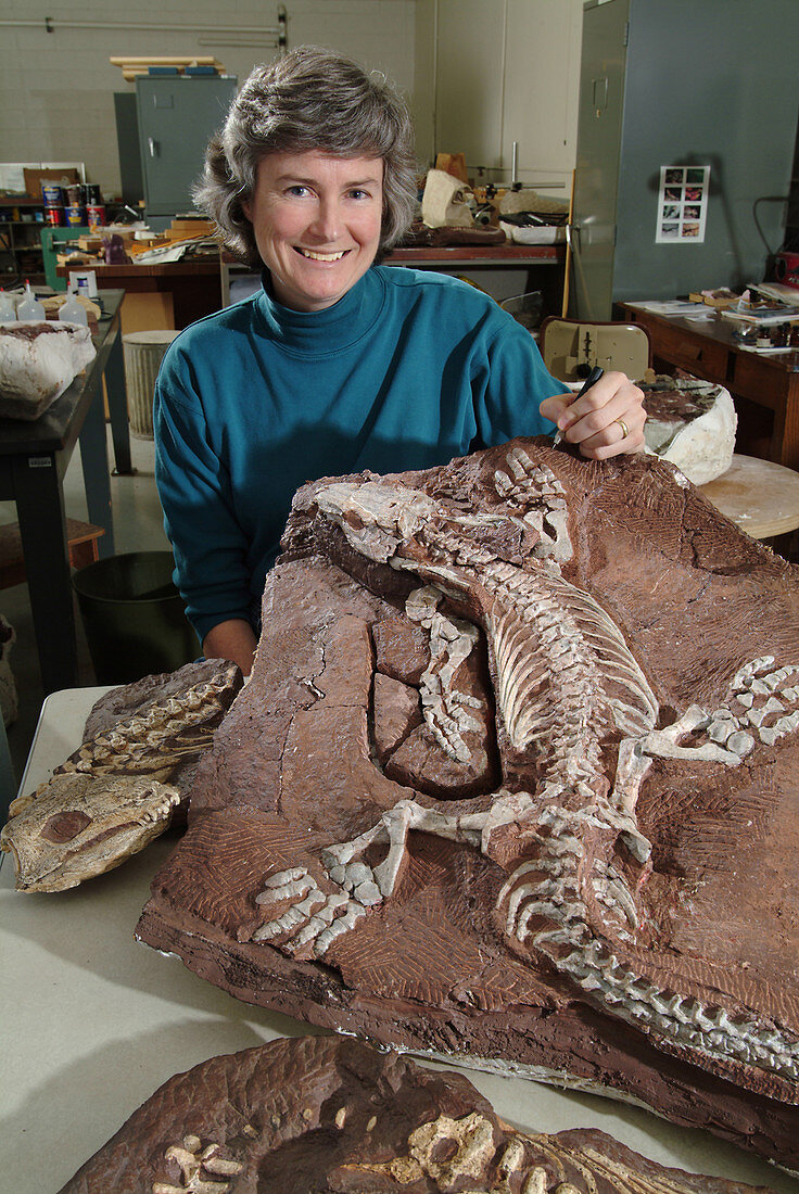 Palaeontologist with Fossil