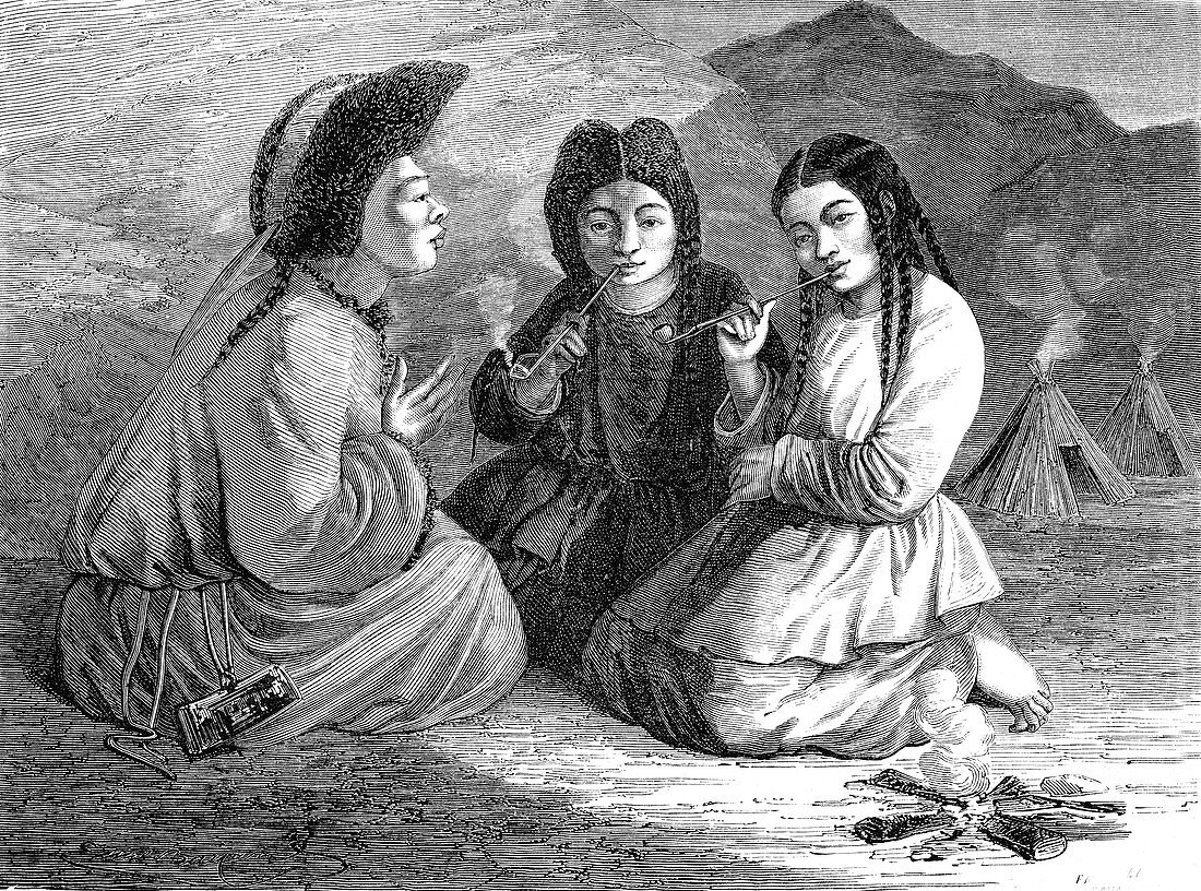 19th Century Khalkha women,illustration