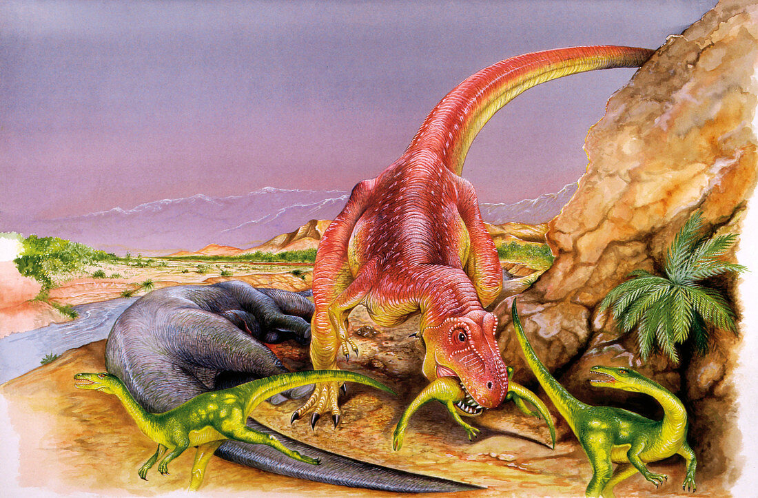 Illustration of Indosuchus catching prey