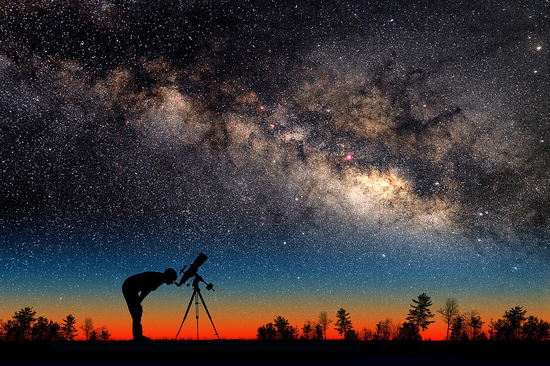 Milky Way and Silhouetted Stargazer