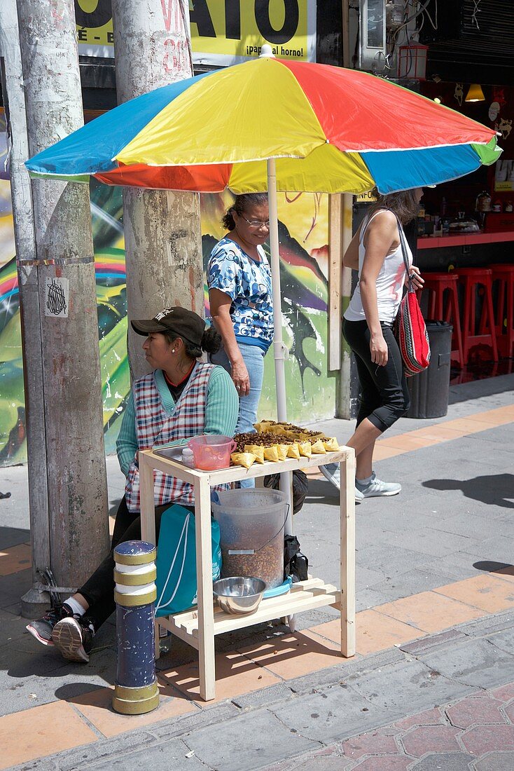Selling fried insects,Ecuador