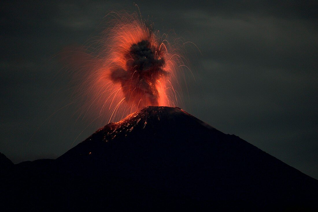 Reventador volcano erupting,Ecuador