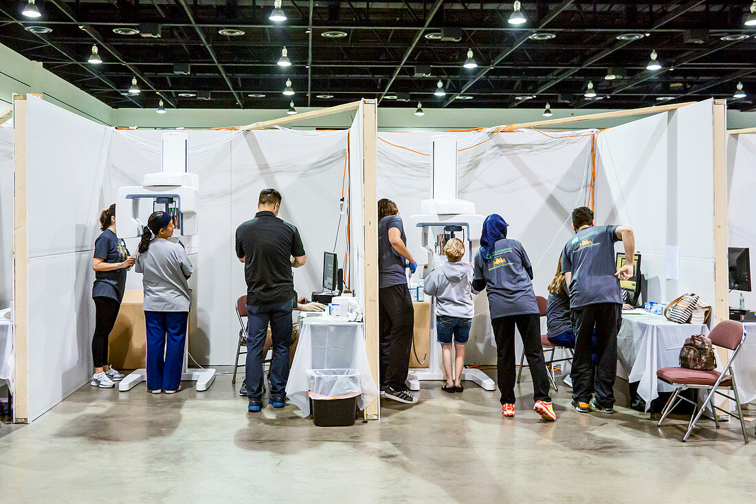 Dental x-ray booths at a free clinic