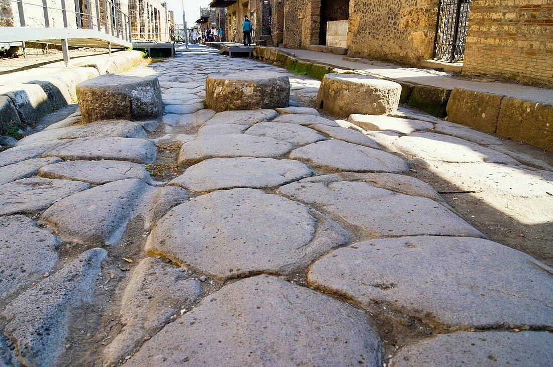 Street in Pompeii with stepping stones