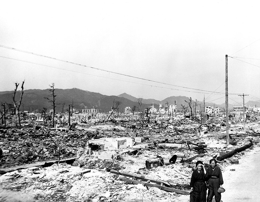 Atomic bomb destruction,Hiroshima,1945